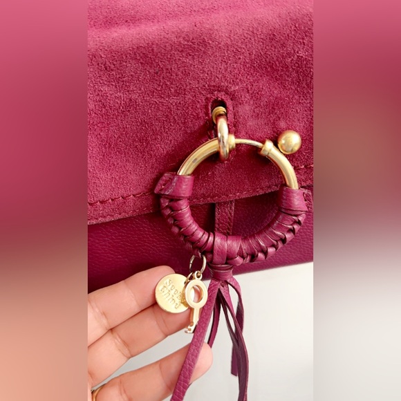 See By Chloé Burgundy Crossbody/shoulder Suede Leather bag  14” x 8” - Picture 9 of 16